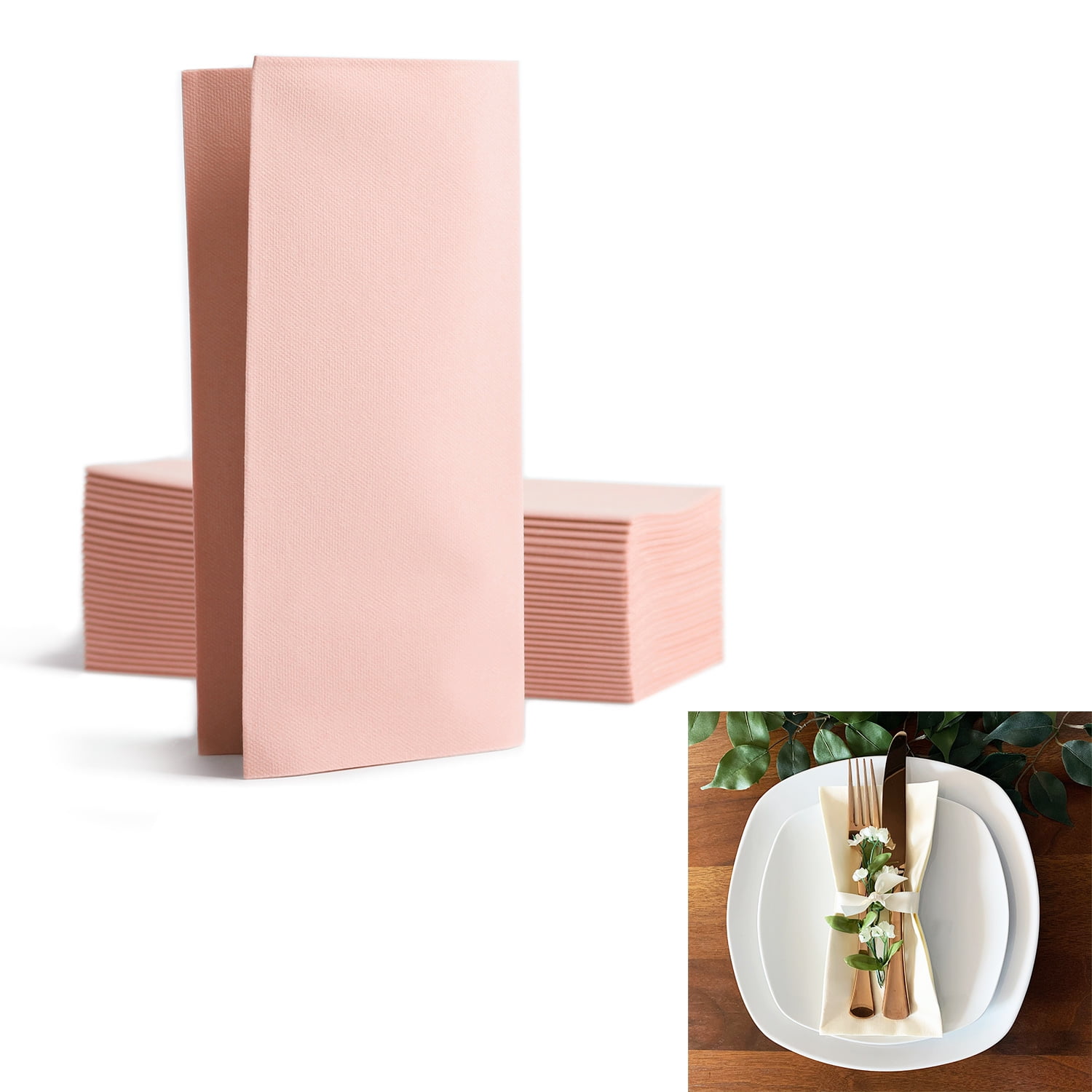 Deluxe Disposable LinenFeel 1/8Fold Airlaid Paper Napkins for