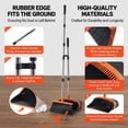 thumbnail image 2 of Heavy Duty Broom and Dustpan Set, Upright Standing Dustpan with Self-Cleaning Teeth, Long Handle for Home & Office, Black/Orange, 2 of 5