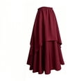 thumbnail image 6 of Vynhevius Women's Irregular Layered Maxi Skirt Solid Elastic Waist Vintage Medieval Casual Long A Line Skirts, 6 of 6