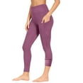 thumbnail image 2 of HAOTAGS Girls' High-Waist Fleece-Lined Yoga Leggings, Warm Stretch Kids Pants with Pockets Purple 10 Years, 2 of 10