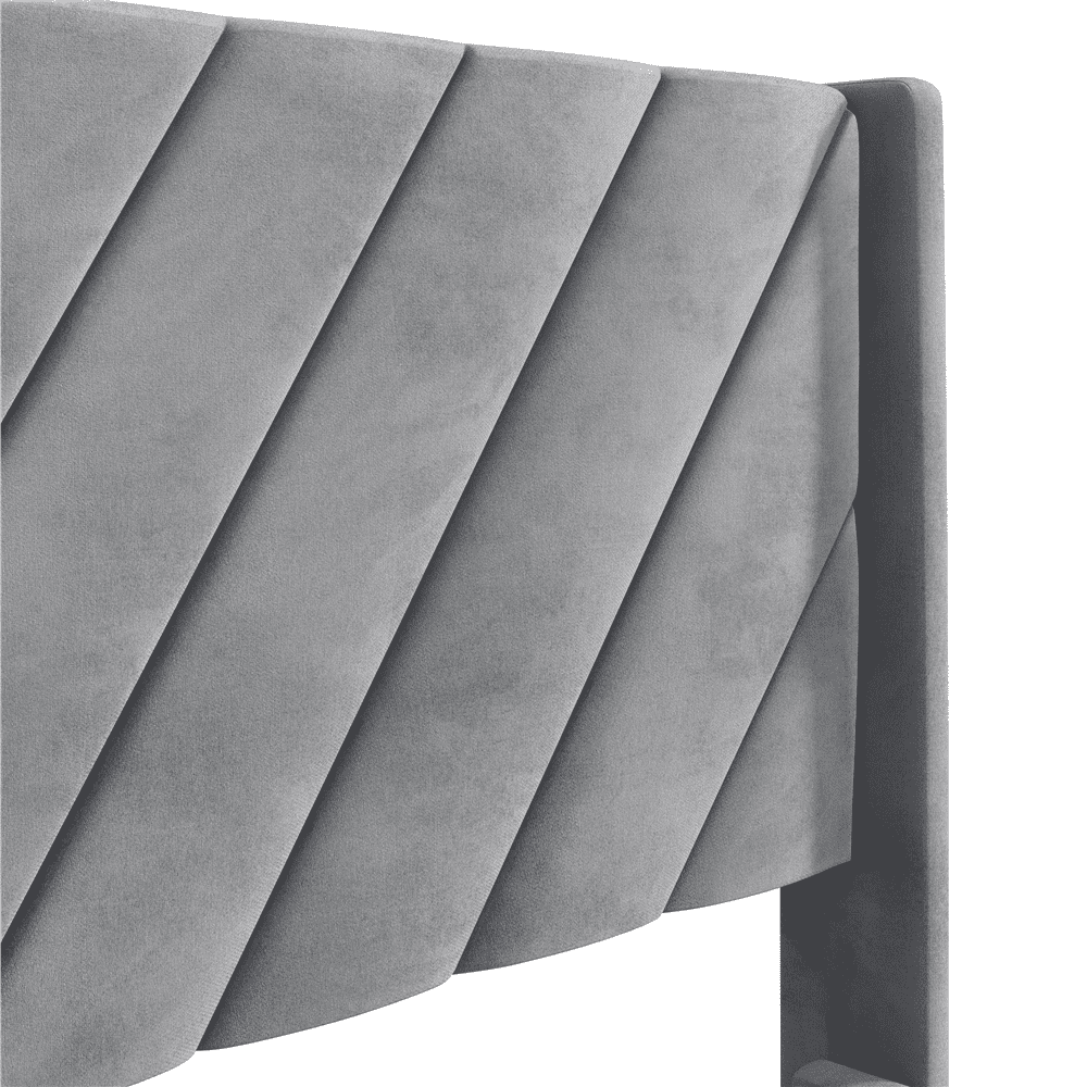 Renwick Queen Size Upholstered Platform Bed Frame with Tufted Headboard, Light Gray, Adult