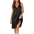 thumbnail image 2 of Ayolanni Comfy Women's Nightgowns & Sleepshirts Solid Sleeveless Flowy Night Shirts Black Lightweight Home Dress Sleepwear XL, 2 of 5