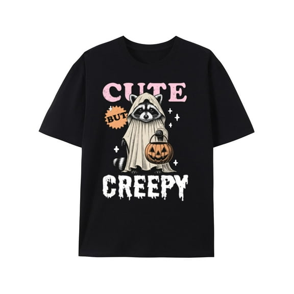 Cute But Creepy T-Shirt Funny Halloween Tshirt Halloween Graphic Tee Classic Pure Cotton Tops for Men Women