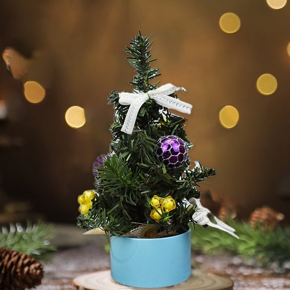 20cm Mini Christmas Tree - Purple, Space-Saving & Instant Festive Decor for Living Room Bedroom Desk