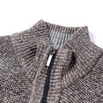 thumbnail image 4 of Mens Winter Knitted Sweater Casual Stand Collar Long Sleeve Full Zip Fleece Plaid Lined Coats With Zipper Pockets, 4 of 7