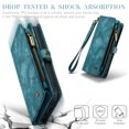 thumbnail image 4 of For iPhone X, iPhone XS Wallet Case,Multi-Functional Retro Leather Purse Flip Cover Zipper Wallet Case with Removable Card Slots Pocket & Detachable Wrist Strap Magnetic Phone Case, Green, 4 of 9