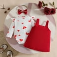thumbnail image 5 of YuYuBao Baby Girls Outfits Sets Long Sleeve Romper Bodysuit Heart Floral Tops + Suspender Skirts 2 Pieces Autumn Casual Girls Outfits, 9-12 Months, 5 of 7