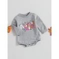 thumbnail image 3 of Newborn Baby Girls Sweatshirt Bubble Romper Long Sleeve Crew Neck Let's Go Ghouls Print Bodysuit Halloween Clothes, 3 of 9