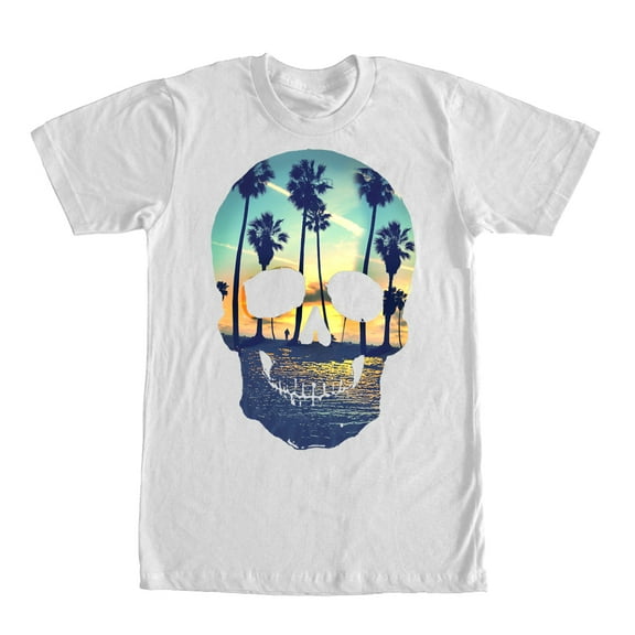 Men's Lost Gods Sunset Skull  Graphic Tee White Large
