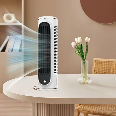 

hoksml Electric Fan Household Vaneless Tower Fan Small Table Fan Silent High Wind Office Desktop Mini Portable Small Tower Fan