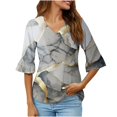 thumbnail image 3 of BangWanChi Long Sleeve Shirts for Women Women's Fashion Split Flare Sleeves V-Neck Casual Loose T-Shirt Top, 3 of 5