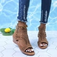 thumbnail image 3 of CAICJ98 Platform Sandals Womens Flat Sandals Beaded Bohemian Elastic Back Strap Rhinestone Summer Slip On Sandals,Brown, 3 of 4