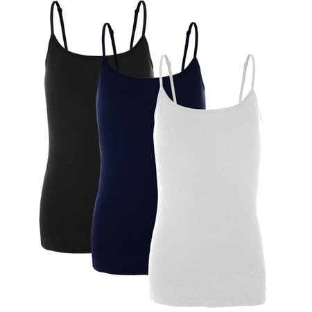 Emmalise PreTeen Training Bra Camisole Wireless Built in Fabric Support Cami (3Pk Blk  Navy  White  Med  90-110 lbs)