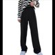 thumbnail image 1 of Pantalones de Traje de Pierna para Mujer, Pantalones Largos Informales de Negocios con Cintura Holgada y Corte Holgado Negro L, 1 of 10