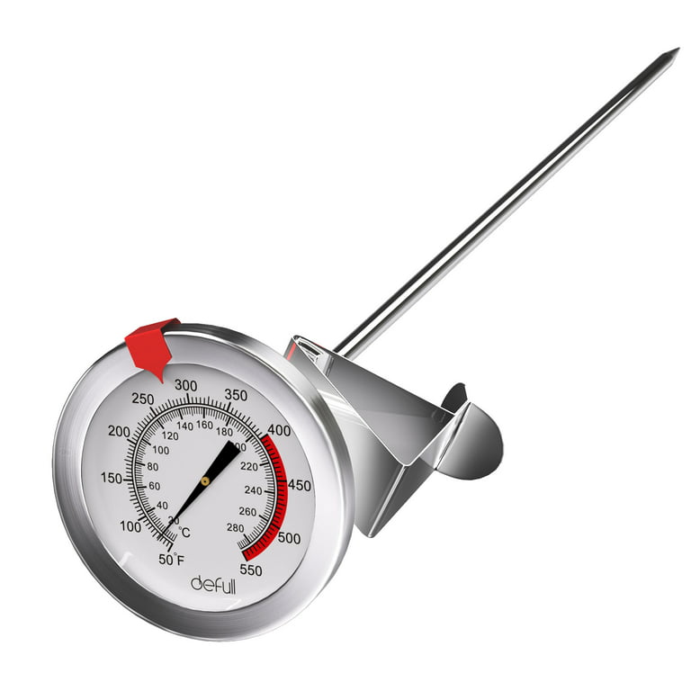 defull 9 Deep Fry Thermometer with Clip Instant Read Dial Thermometer 9  inch Stainless Steel Stem Meat Thermometer Cooking Thermometer for Turkey
