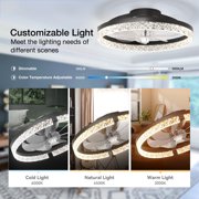Ceiling Fans with Lights and Remote, 20 Low Profile Ceiling Fans, 3000-6000K Dimmable Modern Flush Mount LED Fan Light, Fandelier Ceiling Fan for Bedroom, Kitchen, Living Room, Black