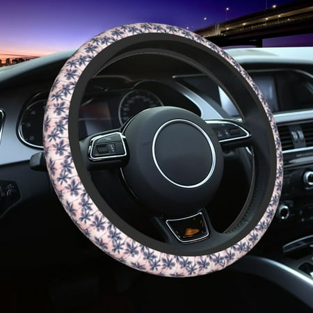 Elastic Steering Wheel Cover Palm leaves_H Stretch Thickening Car Steering Wheel Cover Women Men Steering Wheel Protector Universal 15 in