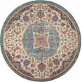 thumbnail image 1 of homeroots Décoration Intérieure 385532 Tapis Rond 5 Pieds Médaillon Floral Rose et Bleu, 1 of 1