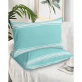 thumbnail image 2 of Aqua Striped Pillow Covers King Size 2 Pack, Luxurious White Stripes Modern Abstract Art Soft Bed Throw Pillowcases Breathable Cooling Long Lumbar Body Pillow Sham Cover for Bed Sofa 20''x36'', 2 of 7