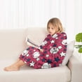 thumbnail image 4 of Red Baseballs and Stars Pattern Blanket Hoodies for Kids 6-13YR Oversize Wearable Blanket Hoodies for Boys Girls Teens, 4 of 7