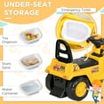 thumbnail image 6 of HOMCOM Ride On Bulldozer, Pull Cart Kids Sit & Scoot Construction Toy with Horn, Storage, Shovel for Sand and Snow, Ages 3 Years Old, 6 of 10