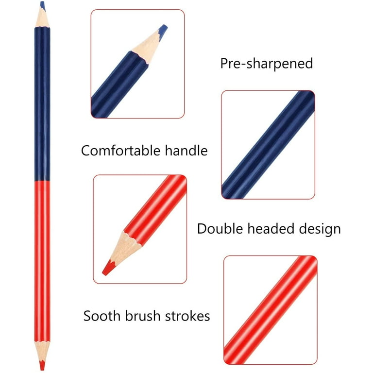 Double Ended Pencil 24 Pack Checking Pencils Red and Blue Erasable