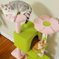 thumbnail image 6 of Demi Bonn 52" Cat Tree Tower with 2 Scratching Posts, 2 Perches, 2 Caves, Pompoms, Multi-Level Plush Cat Condo for Indoor Cats, Pink, 6 of 7