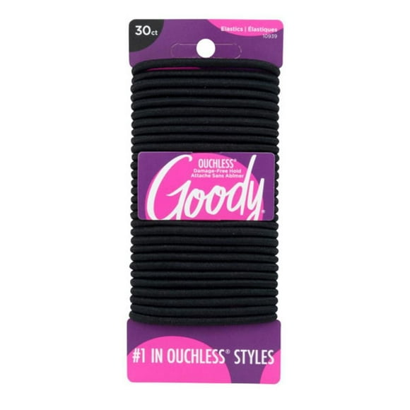 Elastiques pour cheveux noirs, sans métal, Goody Ouchless - 30 pièces Goody elastiques