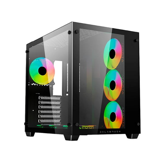 Gabinete Gamer Balam Rush Tank Pro GM930 ATX Media Torre 4 Fan RGB USB 3.0 Negro BR-935944