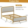 thumbnail image 3 of Costway Full Gold Metal Bed Frame Upholstered Platform Bed with Velvet Headboard, 3 of 10