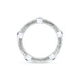 thumbnail image 4 of AFFY 1/3 Carat Round Cut White Natural Diamond Wedding Band Ring With Blue Sapphire In 14K White Gold Over Sterling Silver (0.35 Cttw, I2-I3 Clarity), Ring Size-12, 4 of 5
