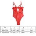 thumbnail image 4 of Lencería delgada para mujer Ropa de dormir sexy para mujer Body de encaje con tiras, L, Rojo Jumpingount XX000067-10, 4 of 7
