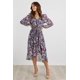 thumbnail image 4 of Vestido PRETTYGARDEN con estampado floral bohemio, manga larga, cuello en V, XXL, 4 of 5