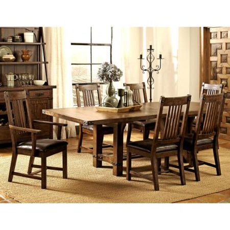Rimon Solid Wood Mission Style Rustic Dining Set 1 Table 4 Chairs 2 Arm Rimon Solid Wood Mission Style Rustic Dining Set 1 Table 4 Chairs 2 Arm