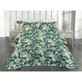 thumbnail image 2 of Ambesonne Flowers Vintage Quilted Coverlet 2 Pcs, Wild Jungle Boho, Twin Size, Avocado Green Cream, 2 of 4