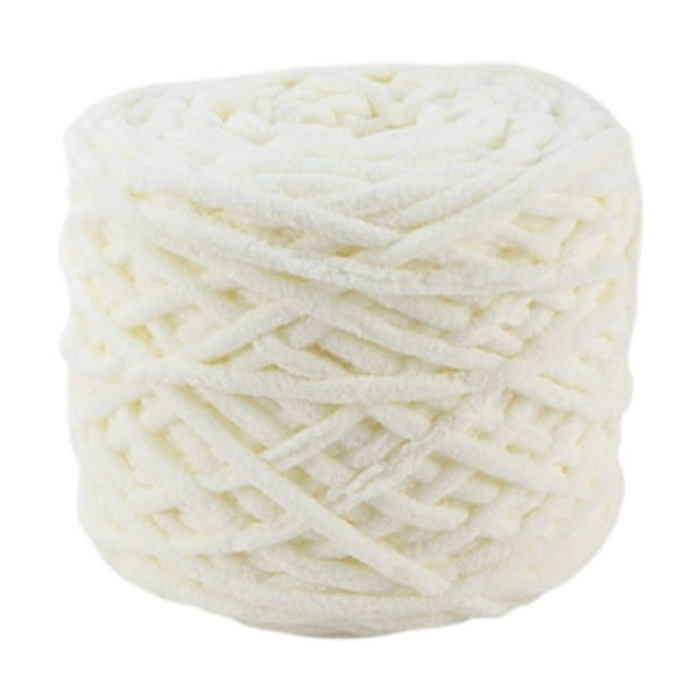 Hilo de chenilla grueso hecho a mano para decoración del hogar, cómodo y grueso, para mantas, bufandas, tejer a mano, hacer crochet y hacer peluches. Blanco