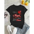 thumbnail image 2 of 1pc Angel Believer Red Cardinal Bird Print T-Shirt, Women'S Casual Crew Neck Short Sleeve Top, Medium Stretch Polyester Knit, Fashionable All-Season Tee, 2 of 6