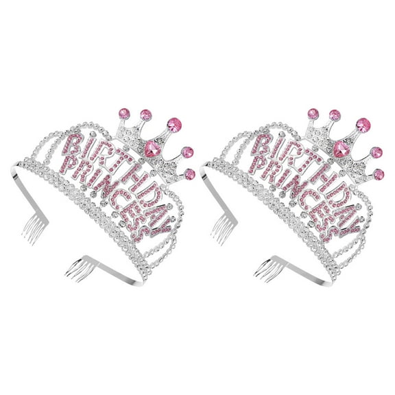 Happy Birthday Crown for Girls with Shining Rhinestone Design Elegant Princess Headband for Parties