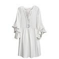 thumbnail image 2 of Summer Dresses for Women 2025, Fashion Open Collar Ladies Slim Mini Collar Rib Sexy Slim Long Dress(White,S), 2 of 4