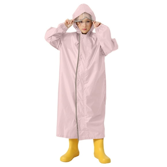 Children's Raincoat With School Bag And Hood Boys And Girls Students Children Solid Color Long Raincoat Rain Kids Girls