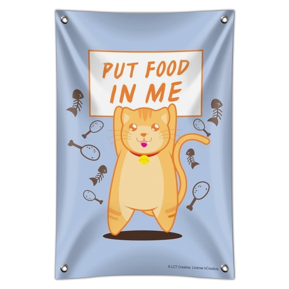 Put Food in Me Hungry Cat Funny Humor Home Business Office Sign