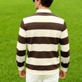thumbnail image 3 of Sewkxo Women Striped Polo Sweatshirt Oversized Long Sleeve Rugby Shirts Fashion Fall Loose Color Block Pullover Tops,Brown M, 3 of 8