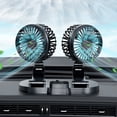 thumbnail image 2 of yeacher Dual Head 12V/24V USB Car Fan with 360° Rotation, 2-Speed Adjustable, Foldable Design for Front/Rear Seat Cooling, Quiet Operation, Black/White Options, FL-111-USB, 2 of 6