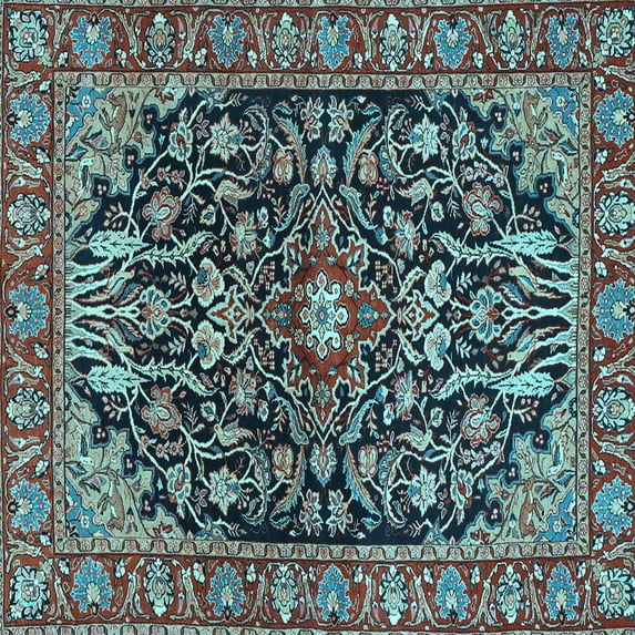 Ahgly Company Indoor Square Persian Light Blue Traditional Area Rugs, 7' Square