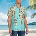 thumbnail image 2 of Salouo World Travel Line Icons Map for Hawaiian Shirt for Men,Summer Beach Casual Short Sleeve Button Down Shirts Men's Regular-Fit Short-Sleeve Print Shirt -X-Large, 2 of 6