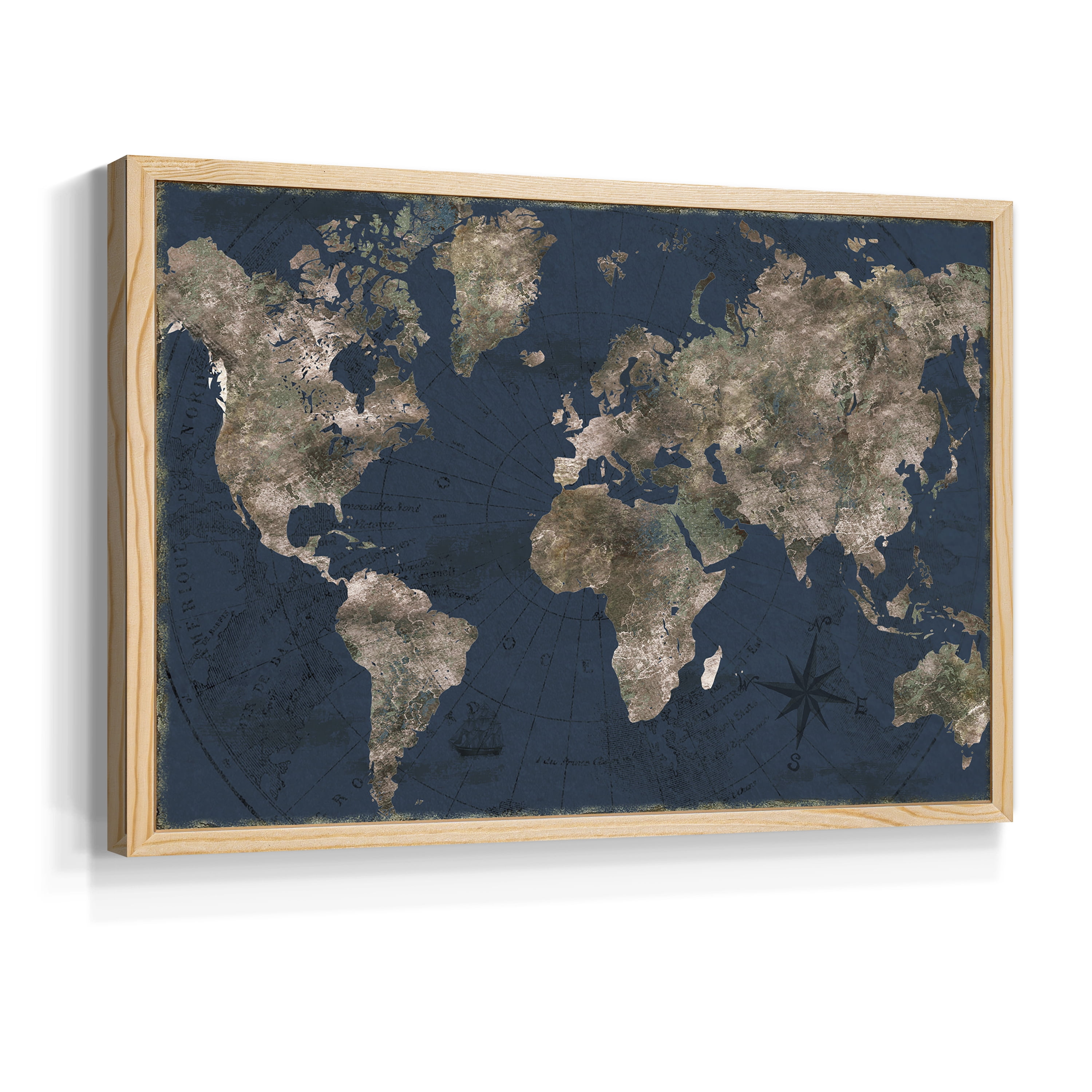 Navy Atlas by CAD Designs - Restickable Framed Giclée Print