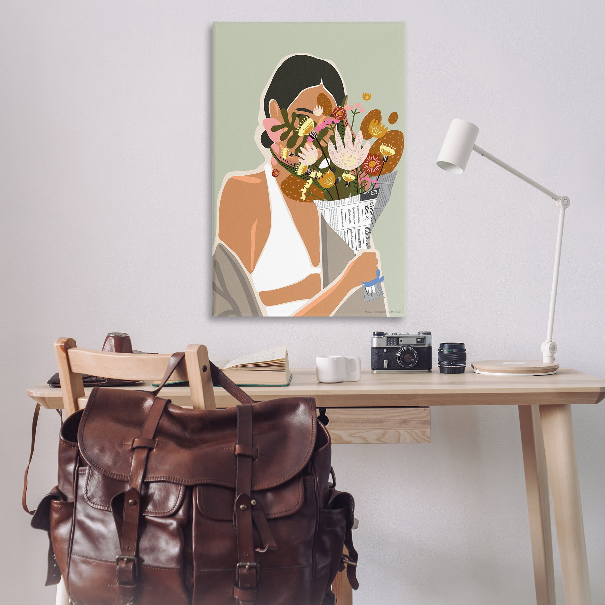 Stupell Industries Woman & Plant Bouquet People Painting Wrapped Canvas Art Print Wall Art, 30 x 45