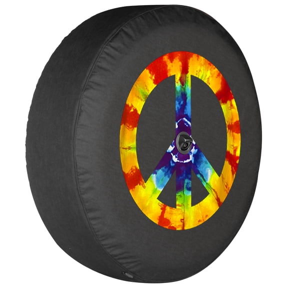 Boomerang - 33" Soft JL Tire Cover for Jeep JL Wrangler (w/ back-up camera) (2018-2020) - Rubicon - Peace Sign - Tie Dye