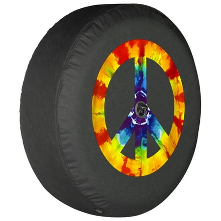 Boomerang - 33" Soft JL Tire Cover for Jeep JL Wrangler (w/ back-up camera) (2018-2020) - Rubicon - Peace Sign - Tie Dye