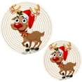 thumbnail image 2 of SKYSONIC Cute Santa Reindeer Pot Holders Trivets, 2 Pcs Heat Resistant Trivets,Christmas Funny Elk Cotton Thread Weave Mats for Hot Pads Pans Pot Bowl Teapot for Kitchen Decor, 2 of 7